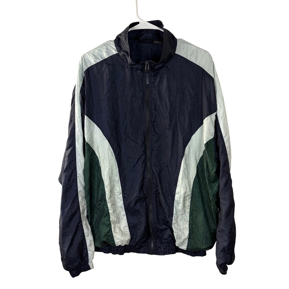 Winner‎ Vintage Colorblock Track Jacket Navy Blue Green White Mens Large Tall LT